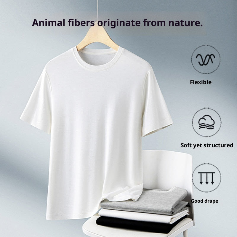 Antimicrobial Skin-friendly Machine Washable 100 Pure Merino Wool Men's T-shirt