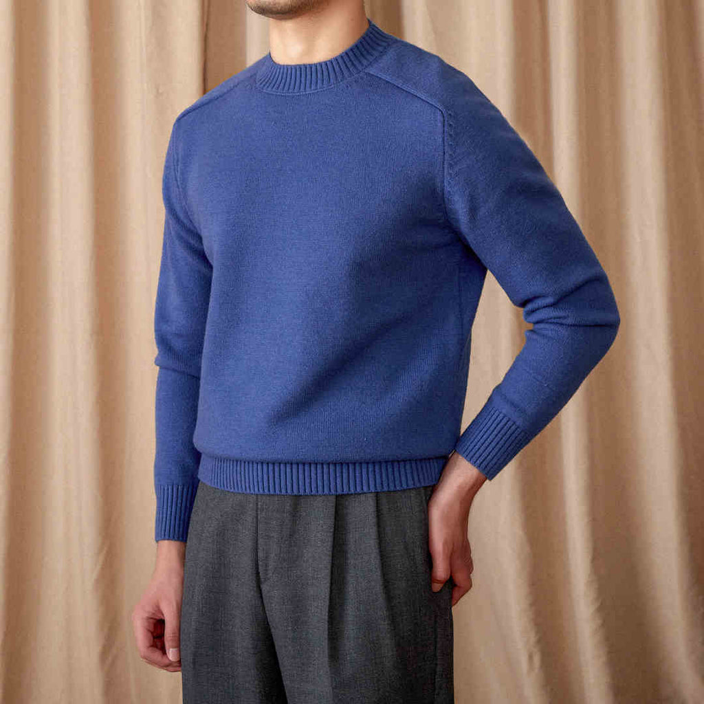 Round Neck Long Sleeve Solid Color Sweater Leisure Pullover Sweater
