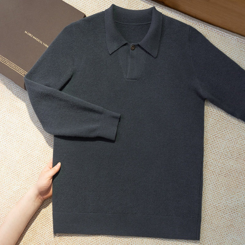 Men's Fashion Lapel Loose Casual Knit Sweater