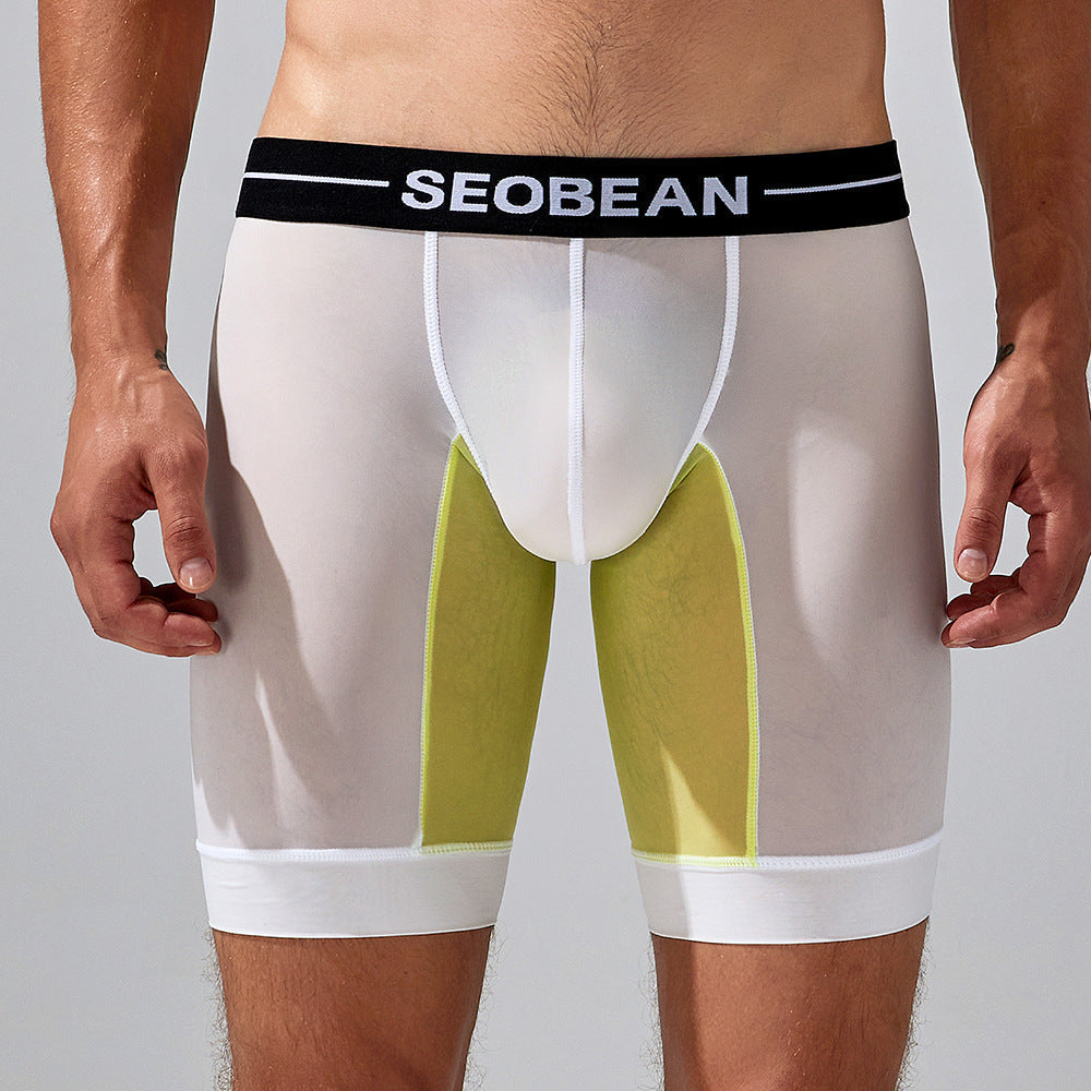 Men's Spring Underwear Fashionable Color Matching Long Men's Boxer Briefs