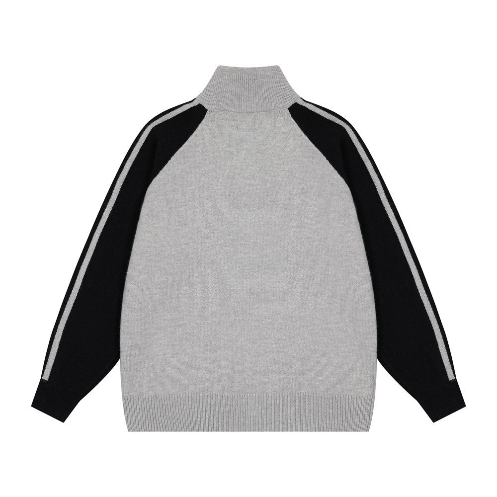 European And American Street Trendy Color Contrast Patchwork Long Sleeve Men's Loose High Street Sweater