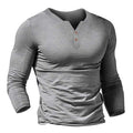 Men's Fashion Solid Color V-neck Slim Long Sleeve Top