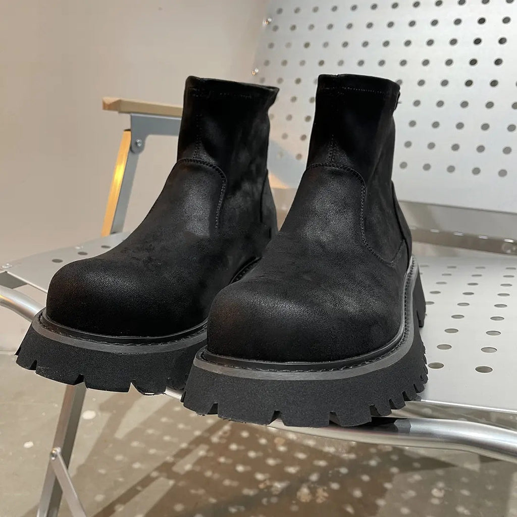 Genuine Leather Shoes Men's Retro Distressed Suede Chelsea Boots