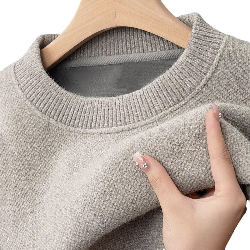 Chenille Sweater Men's New Single-layer Fleece-lined Bottoming Shirt Trendy Teen