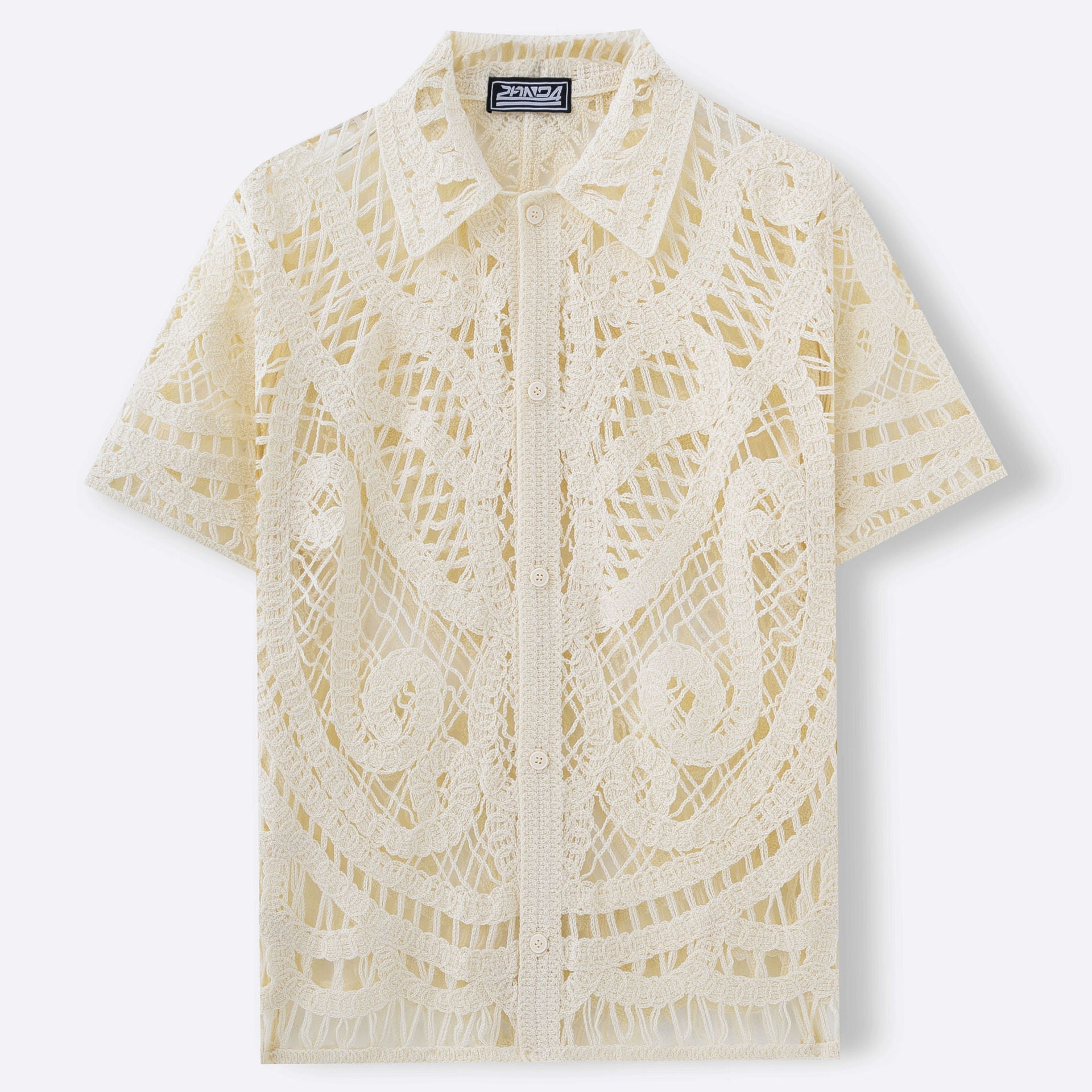 Men's Hollow Sweater Short Sleeved Crochet Cardigan Polo Shirt