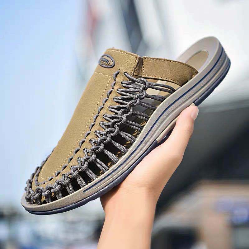 Fashion Simple Men's Woven Sandals And Slippers