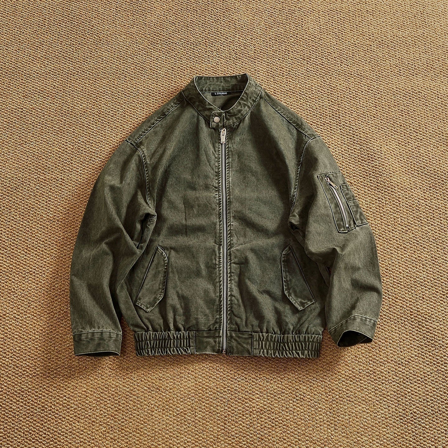 Personalized Stand Collar Snap Collar Washed Classic All-match Retro Bomber Jacket