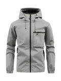 Men's Fashion Casual Hooded Solid Color Multi-pocket Work Pants Outdoor Coat