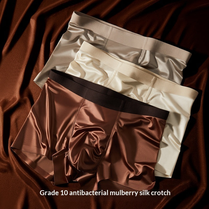 Light-luxury Satin Ice Silk Antibacterial Mens Boxer Briefs