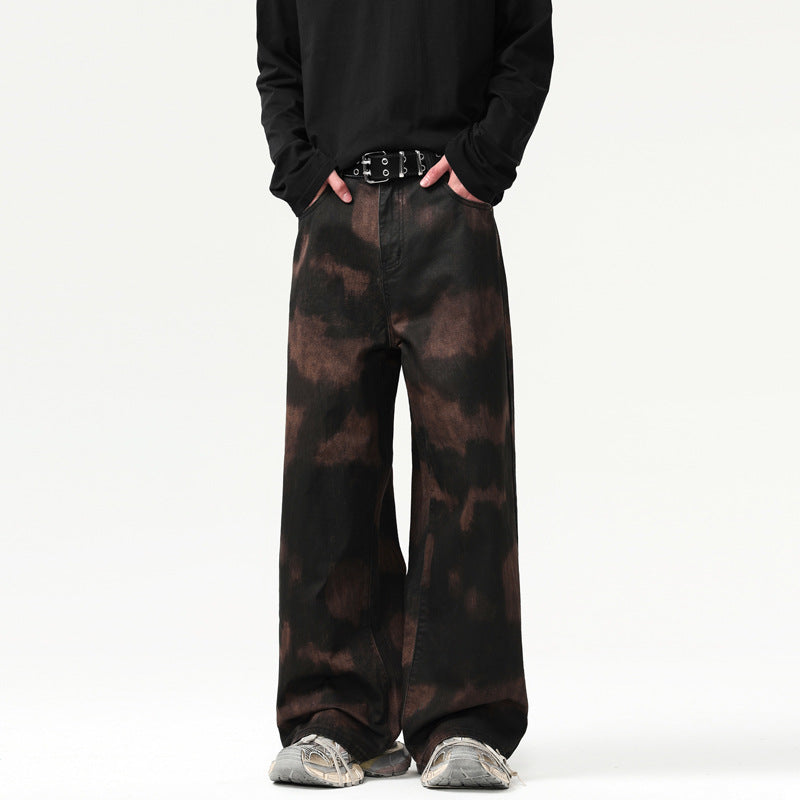 LKTM Men's American Retro Tie-dye Camouflage Printing Casual Pants