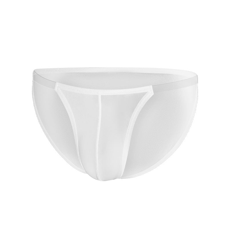 Men's Transparent Thin Ice Silk Single Layer U Convex Low Waist Breathable Sports Sexy Briefs Underwear