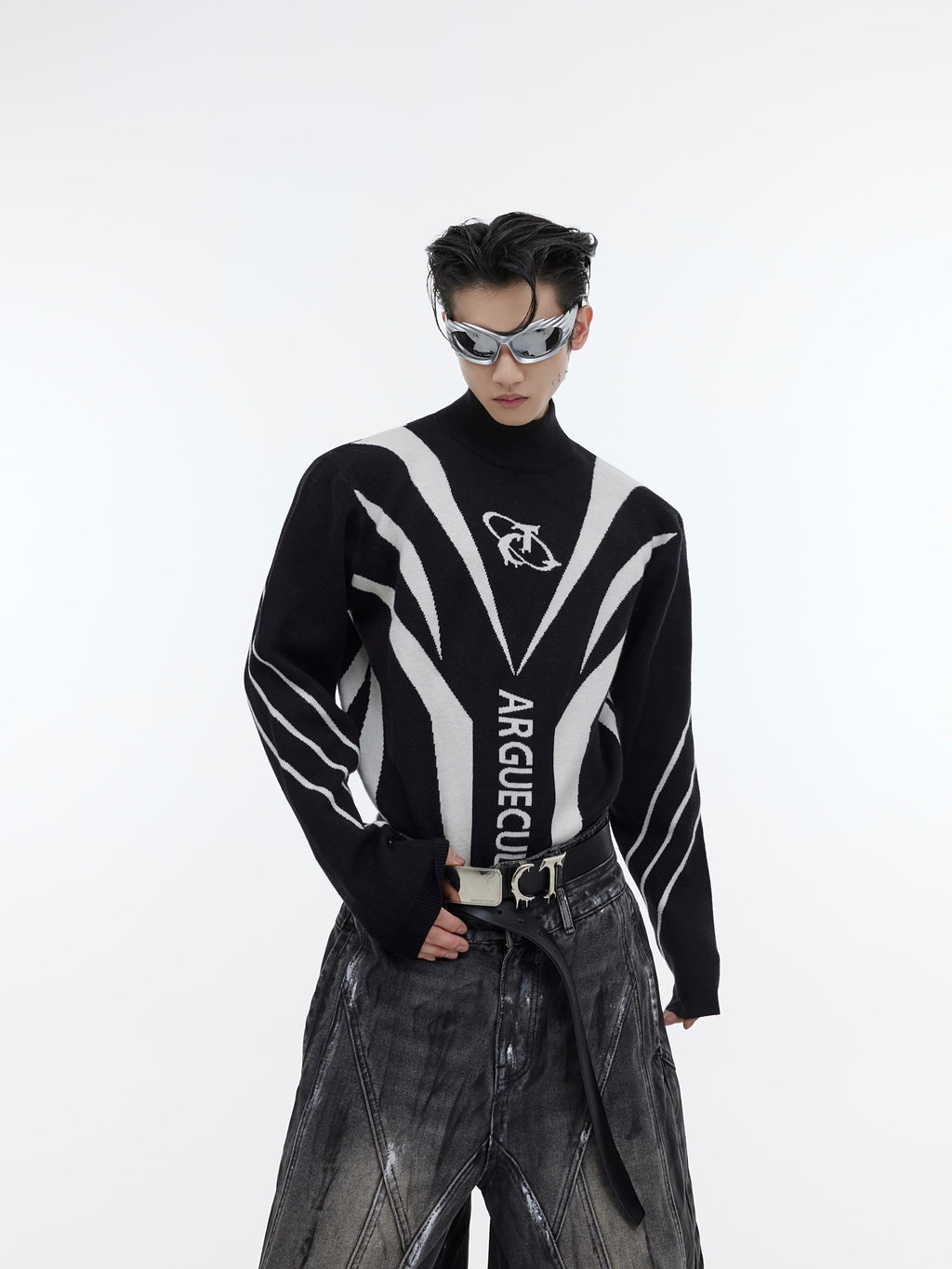 Men's Niche High Neckline Slim Knit Sweater