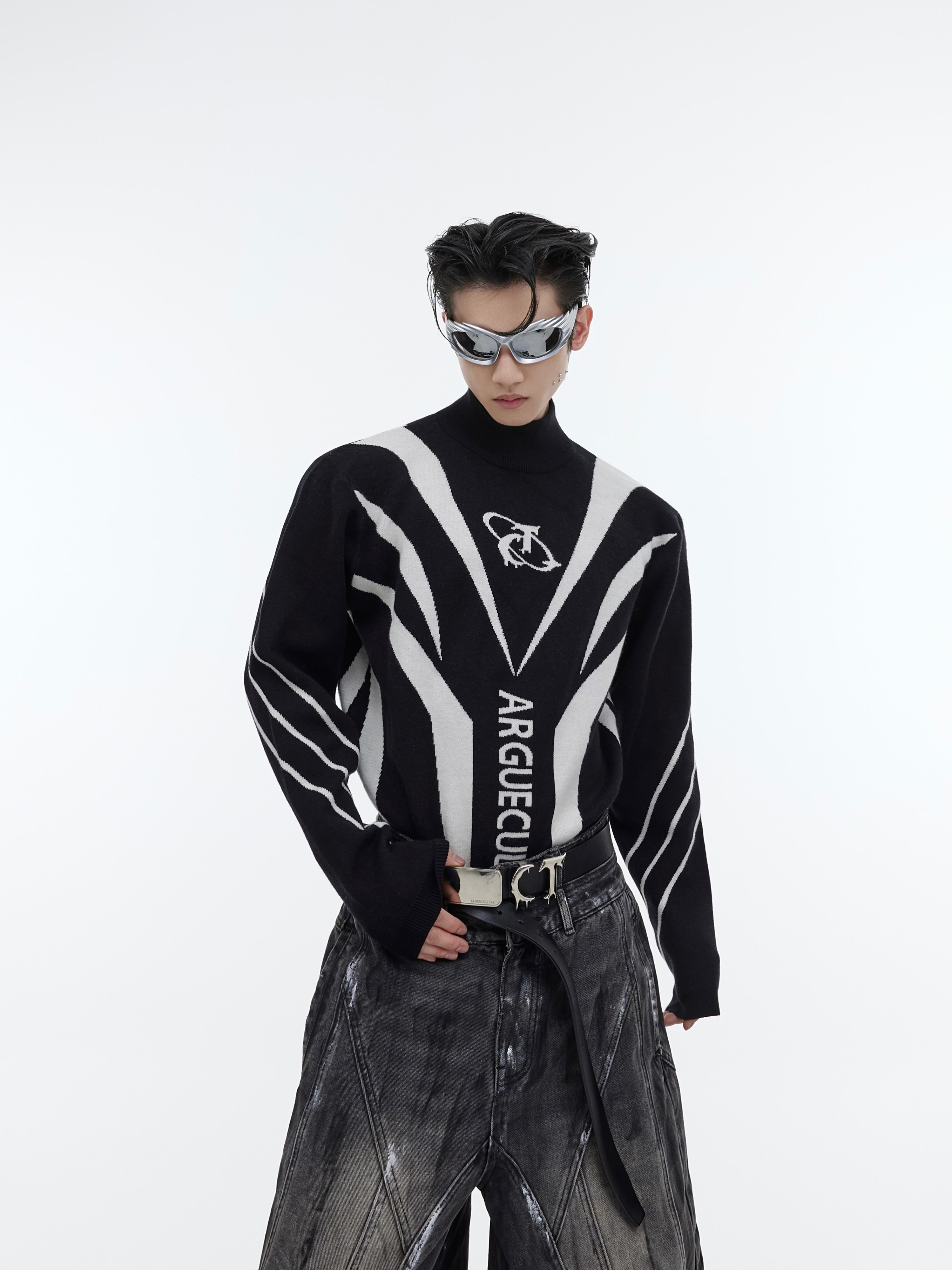Men's Niche High Neckline Slim Knit Sweater