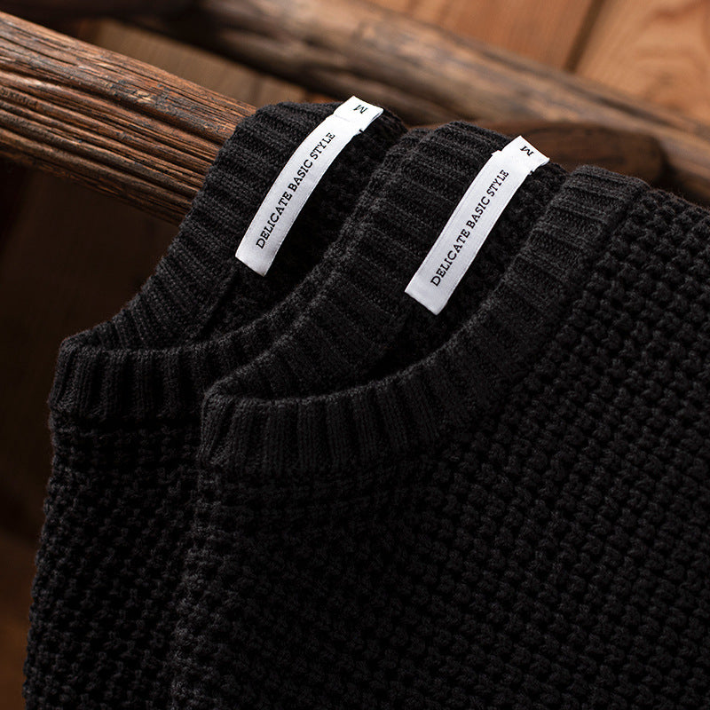 Knitted Pullover Black Interlock Coat Top