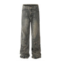 Men's Patchwork Irregular Skinny Jeans Washed