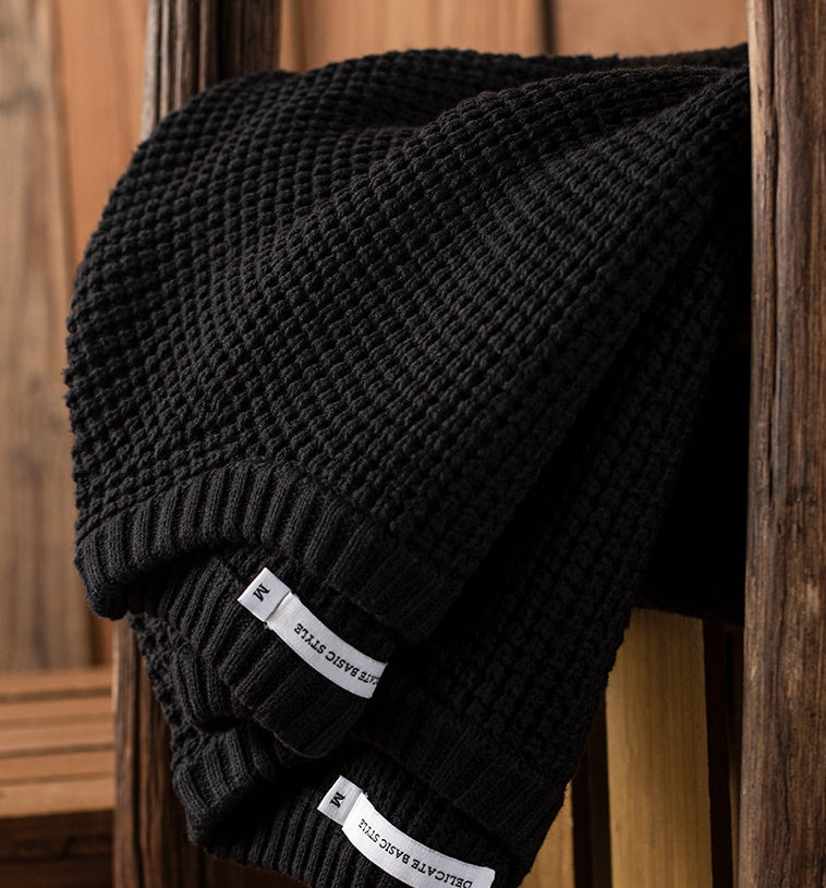 Knitted Pullover Black Interlock Coat Top