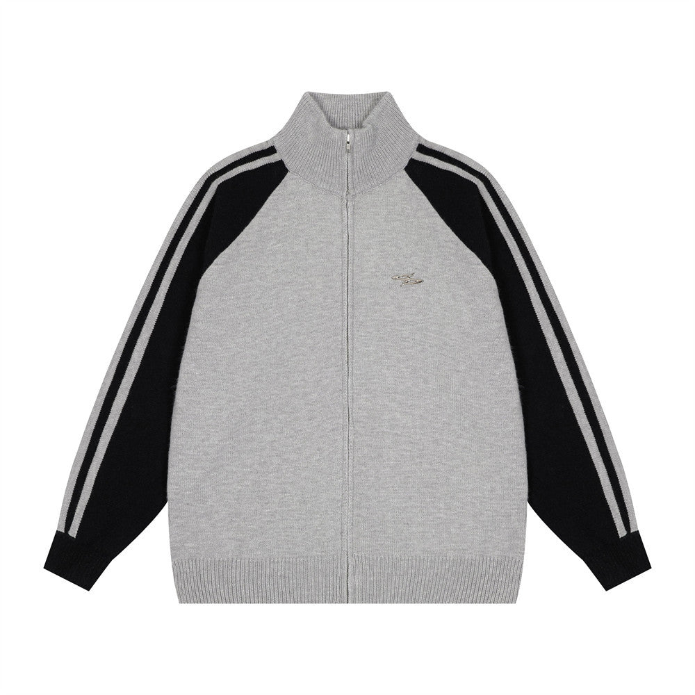 European And American Street Trendy Color Contrast Patchwork Long Sleeve Men's Loose High Street Sweater