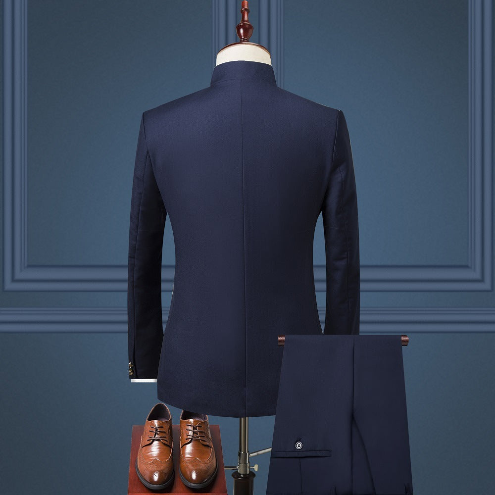 Men's Three-piece Suit British Style Stand Collar suit