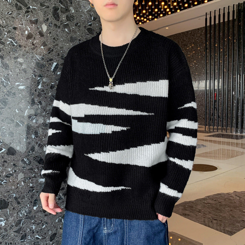 Trendy Loose Knitwear Hong Kong Style Round Neck Casual Couple Top Clothes