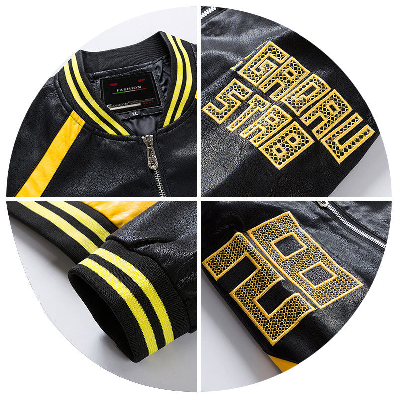 New Men's Casual PU Leather Youth  Jacket