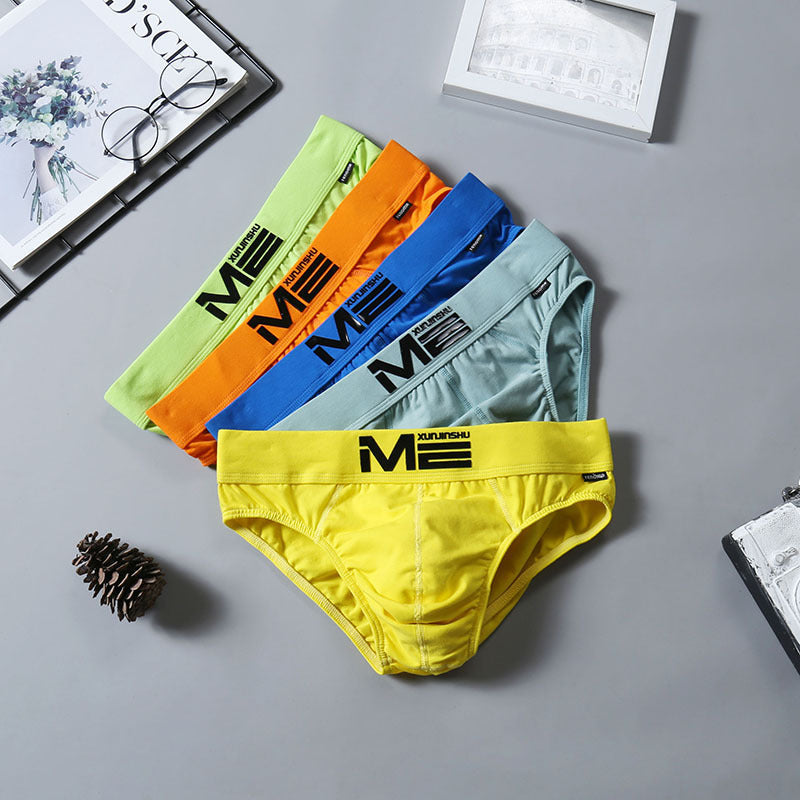 Pure Cotton Men's Underwear Sexy Youth Breathable 3D Embossed Briefs Personality Trendy Men's Cotton Shorts